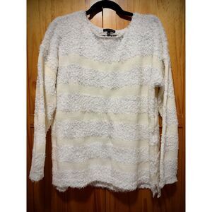 Staccato Boucle Striped Cream/Off-White Knit Sweater – Size Large